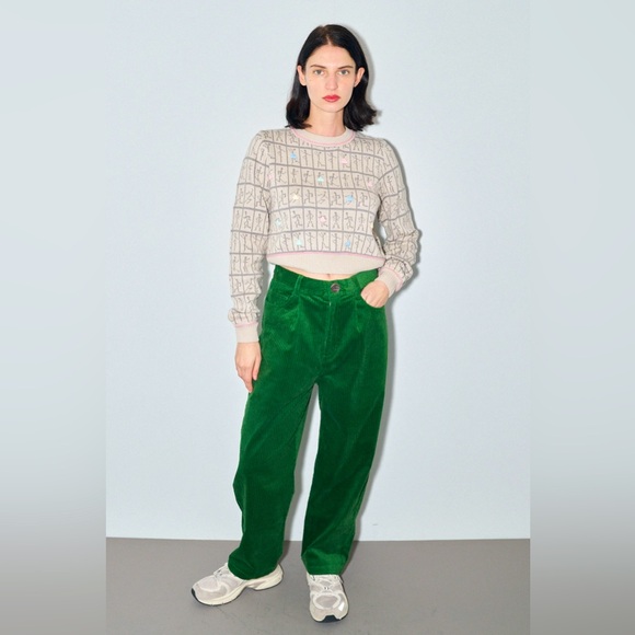 Unisex POISON GREEN Corduroy Grampa Trousers - Picture 12 of 12